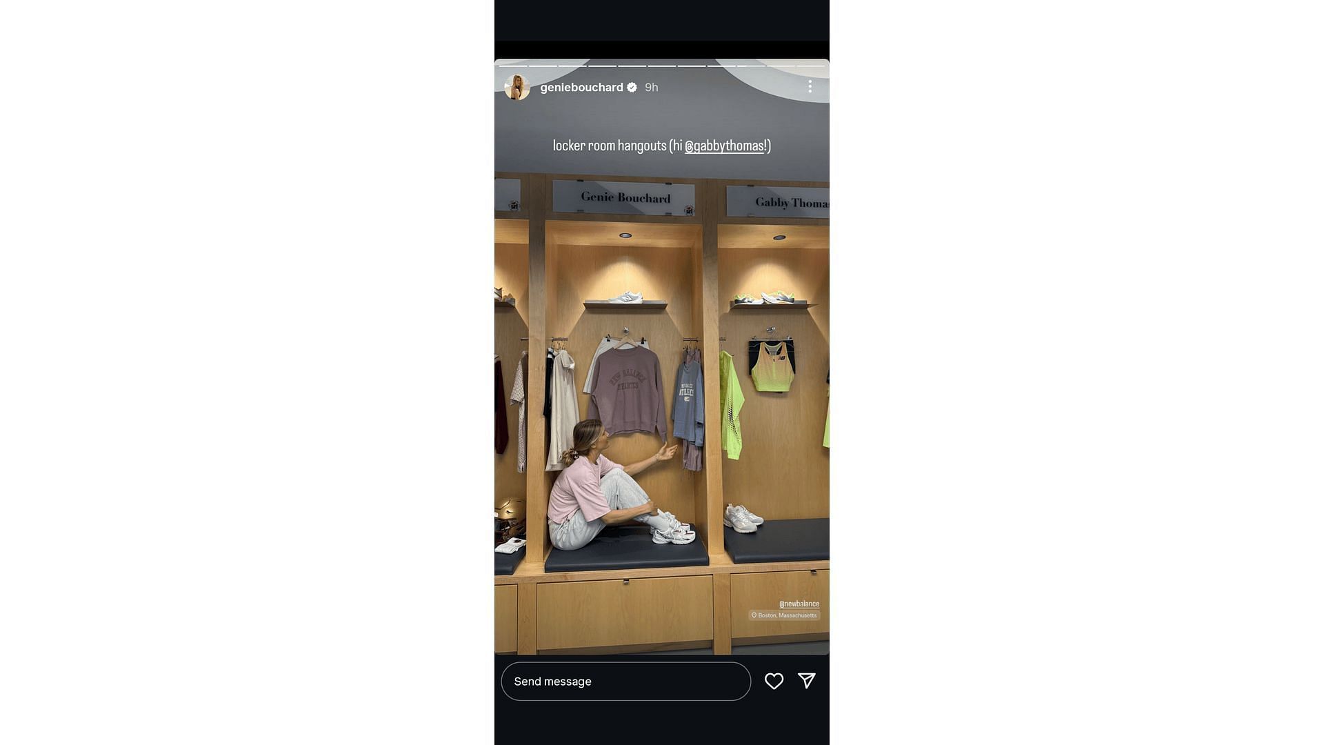 Screenshot of Bouchard's Instagram story featuring her shout-out to Thomas (Image via: Bouchard's Instagram/geniebouchard)